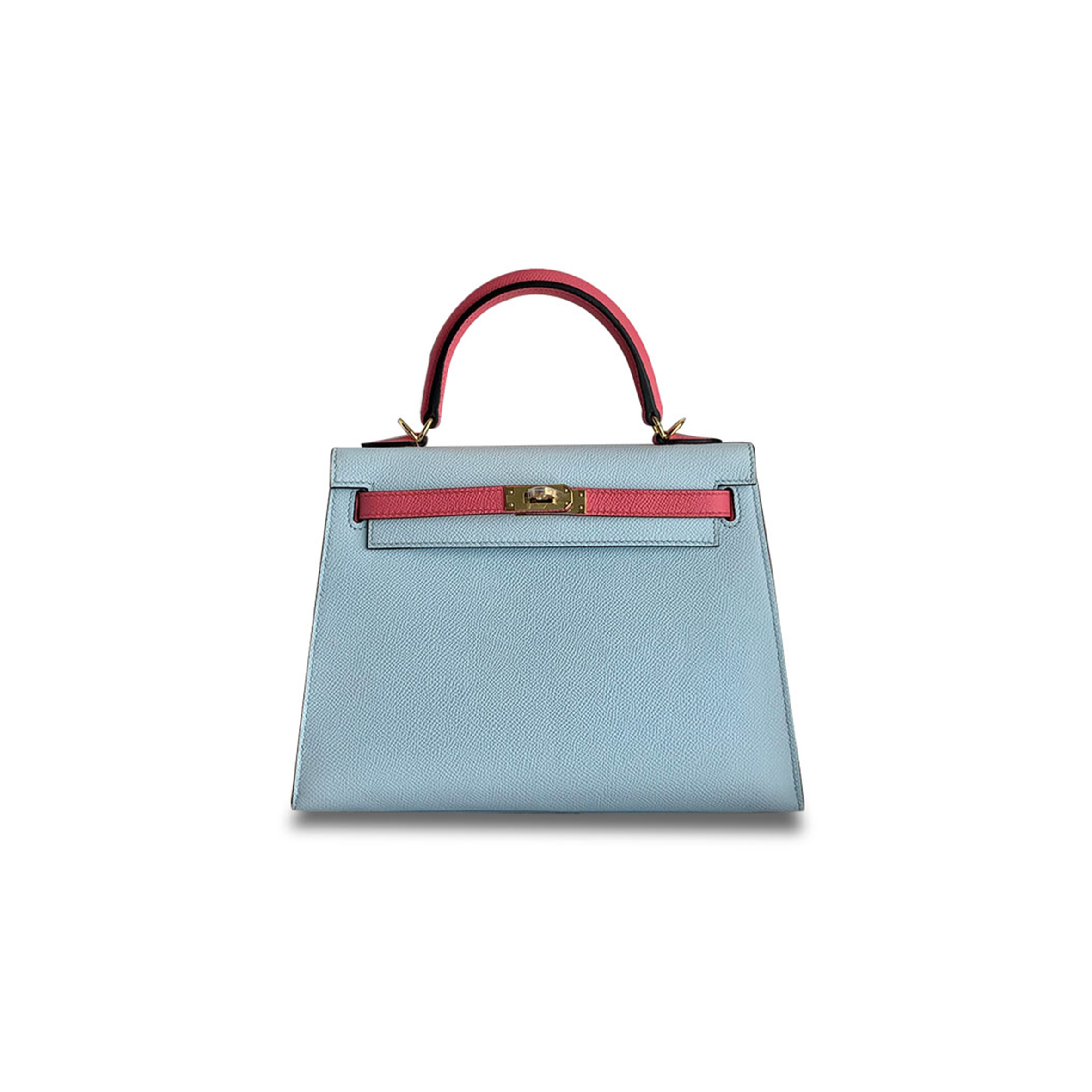 H**mes master kelly 25 epsom holy grail blue lipstick pink gold buckle (25*17*7cm)